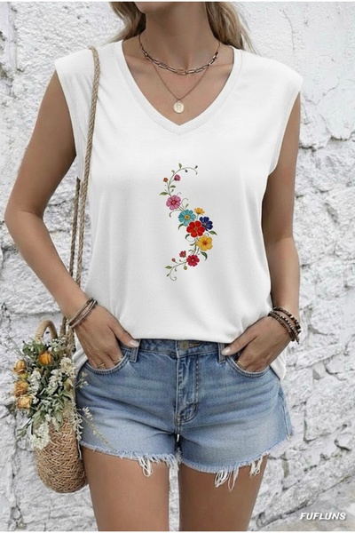 FUFLUNS ΓΥΝΑΙΚΕΙΟ ΑΜΑΝΙΚΟ ΜΠΛΟΥΖΑΚΙ OVERSIZE ΜΕ ΣΤΑΜΠΑ ΠΟΛΥΧΡΩΜΩΝ ΛΟΥΛΟΥΔΙΩΝ