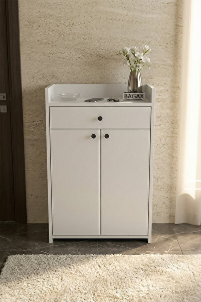 BAGAX Çekmeceli Kapaklı Ayakkabılık Dolap | 2 Kapaklı Çok Amaçlı Depolama Üni...