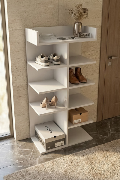 BAGAX Açık Raflı Ayakkabılık | Çok Amaçlı Organizer Depolama Ünitesi Beyaz 60...