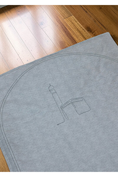 CG HOME Prayer Rug Plain Gray-Kabe - Embroidery Work Soft Inner Padding 70X115