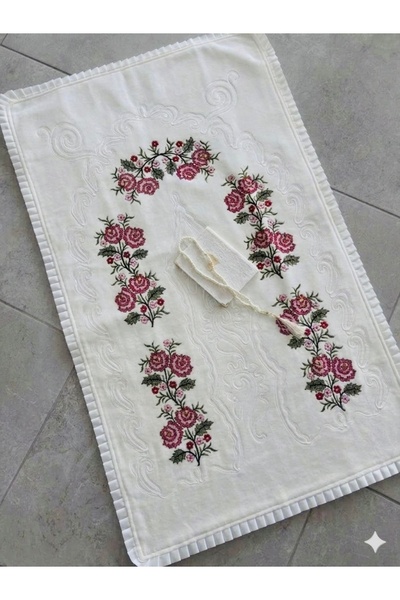 CONSTRAİN 3 Parça Etamin İşlemeli Seccade Takımı Çeyizlik Bohçalık Gelin Dama...