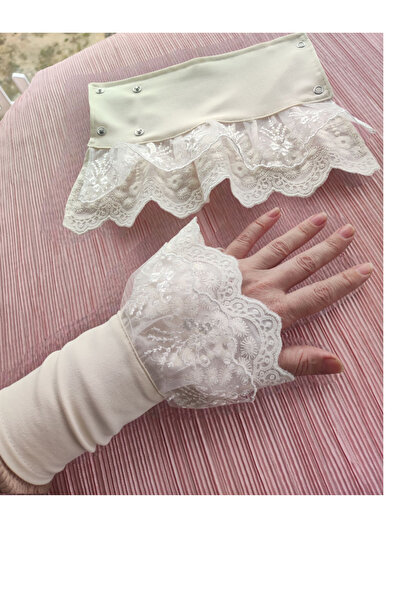 vintageX Krem rengi gömlek görünümlü uzatıcı kolluk