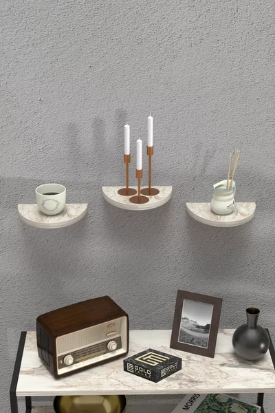 Kanonik Education رف حائط مزخرف 3 قطع اناء للزهور بيضاوي افسس