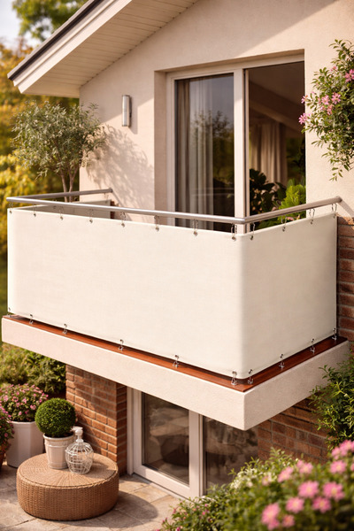 ALTINPAMUK Balkon Demiri Perdesi Korkuluk Perdesi Düz KREM Her ölçüde BOY X E...