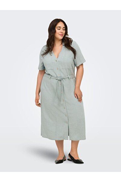 Only Carmakoma Hemdblusenkleid CARSIESTA Leinen Langes Kleid