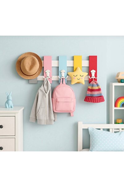 LİN GRUP Dekoratif Renkli Ahşap Duvar Askısı Renkli Askılık