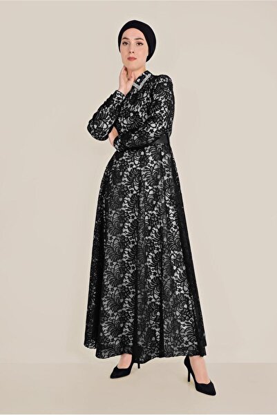 Alvina Collar Bead Embroidered Lace Dress 40630