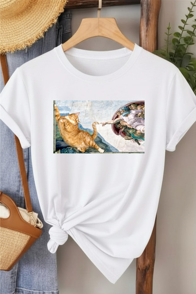 l'eivor Smešna majica sa printom mačke u pose, unisex, pamučna