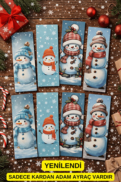 Emtory Home 16 Adet Yılbaşı Serisi Kardan Adam Kitap Ayracı - Kalın Kuşe - 4,...