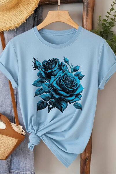 l'eivor Γυναικείο βαμβακερό μπλουζάκι με στάμπα Rose Primary Color