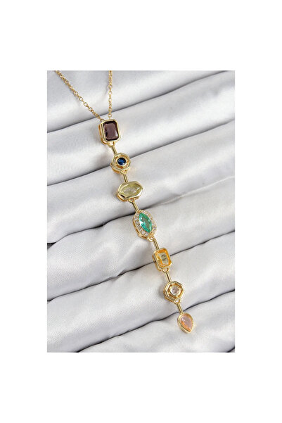 Clariss قلادة نسائية على شكل حرف Y مصنوعة من الزركون النحاسي الملون موديل ذهب...