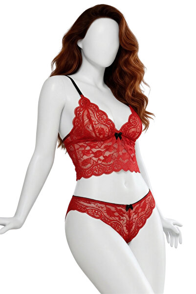 Lingerie and Fashion Style بيجامة دانتيل أحمر