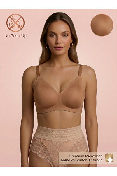 Lavint Homewear Seamless Laser Cut Micro Copper Color Bra Without Bones
