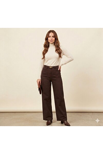 Mess Trend Tarzınla Fark Yarat بنطلون بني واسع الساقين