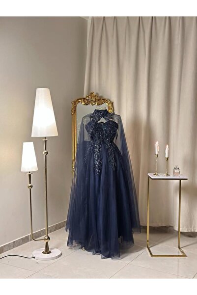 vanus fashion 6294 ~ فستان سهرة طويل كحلي