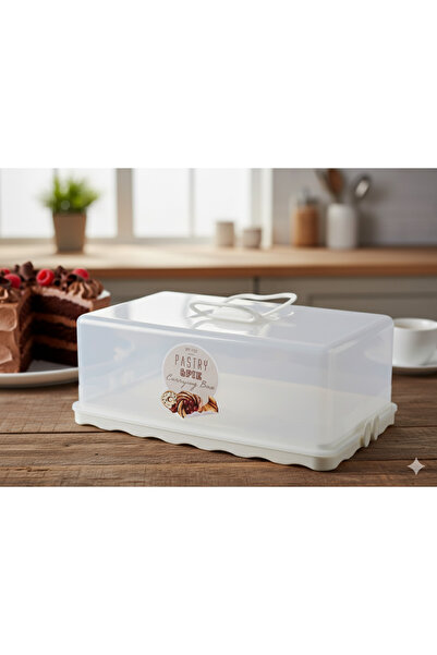 Qlüx حافظة الكيك البلاستيكية مع غطاء