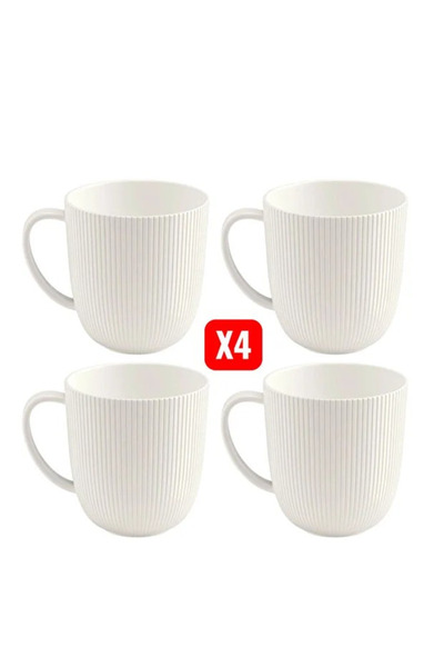 IKEA Quality 4 Adet Kupa Fincan Seti 310 ml Yükseklik: 9 cm Kırık Beyaz Feldi...