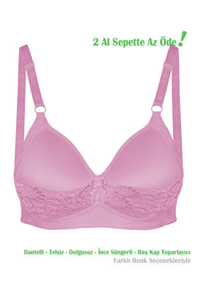 Women's Pink Lace Wrapper Reducer Waistline Blank Cup Bra