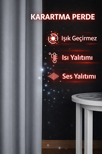 Emuz Blackout Gri Fon Perde Işık Geçirmez Pilesiz Güneşlik Fon, Gri Fon, Perd...