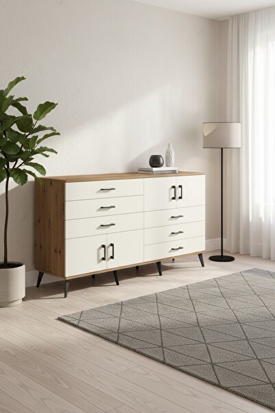 Dienni Arges Konsol 2 Raflı 6 Çekmeceli 4 Kapaklı 176x30x99 Çam-Aytaşı