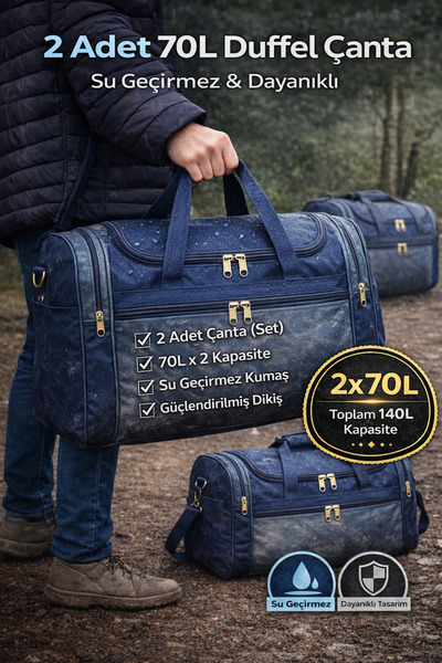 novadatex 2 Adet Büyük Boy Valiz Seyahat Kamp ve Asker Çantası 4 Bölmeli El v...