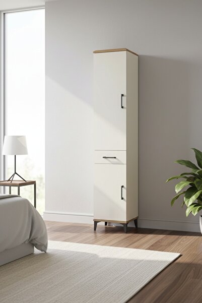 Dienni Arges Dolap 4 Raflı Tek Çekmeceli 2 Kapaklı 44x30x221 Çam-Aytaşı
