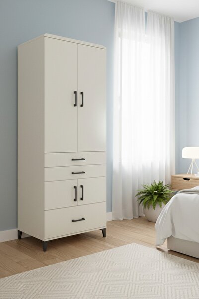 Dienni Arges Dolap 4 Raflı 3 Çekmeceli 4 Kapaklı 88x30x243 Aytaşı-Aytaşı