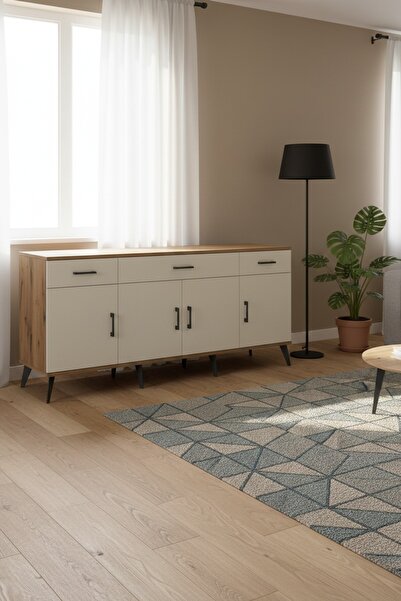 Dienni Hyperion Konsol 3 Raflı 3 Çekmeceli 4 Kapaklı 176x44x83 Çam-Aytaşı