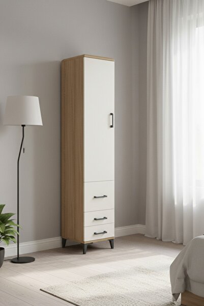 Dienni Arges Dolap 4 Raflı 3 Çekmeceli Tek Kapaklı 44x30x221 Çam-Aytaşı