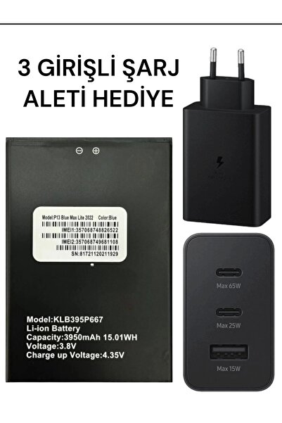 Reeder P13 Blue Max Lite 2022 Batarya Model Klb395p667 3950mah Tyc00619059735