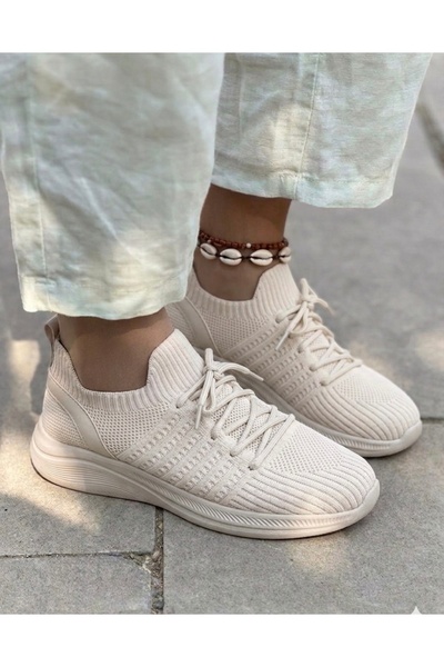 guijarro Cream Knitwear Sneaker - Ultra Light Sole Comfortable Walking Shoes ...