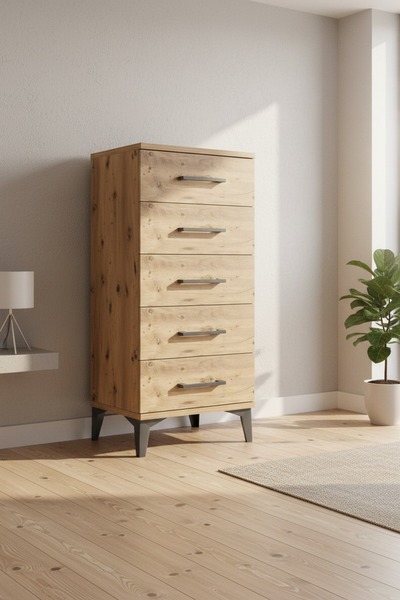 Dienni Arges Komodin 5 Çekmeceli 44x30x96 Çam-Çam