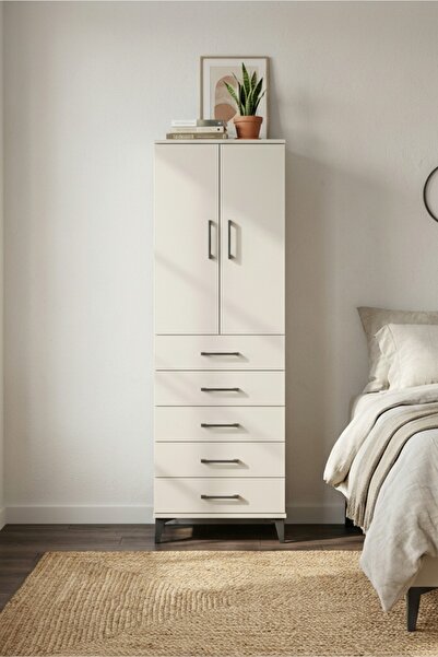 Dienni Kronos Dolap 2 Raflı 5 Çekmeceli 2 Kapaklı 60x59x182 Aytaşı-Aytaşı