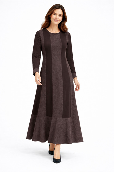 Mutlu City Women's Middle-Aged Patterned Mother's Combed Cotton Dress 4315