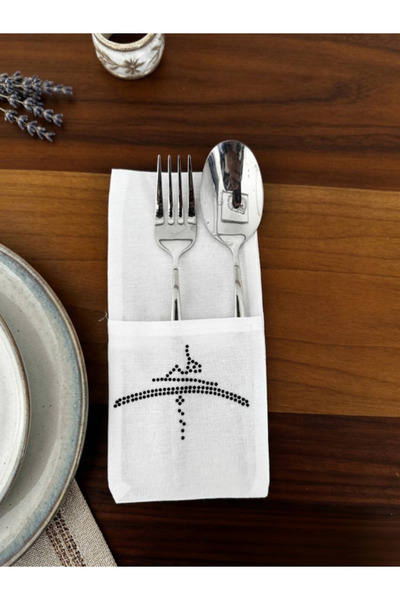 Menar Tasarım Θήκη για μαχαιροπίρουνα με κεντημένο σχέδιο 6 τεμαχίων Ever Symbol