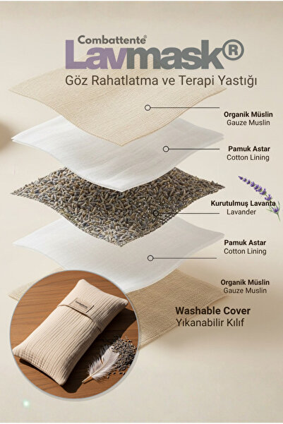 combattente exclusive products وسادة عضوية للعين من قماش الموسلين باللافندر من كومباتينتي - عصابة نوم من قماش الموسلين - عصابة نوم