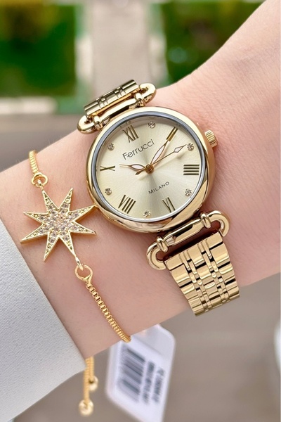 Ferrucci Gold Color Women's Wristwatch and Bracelet