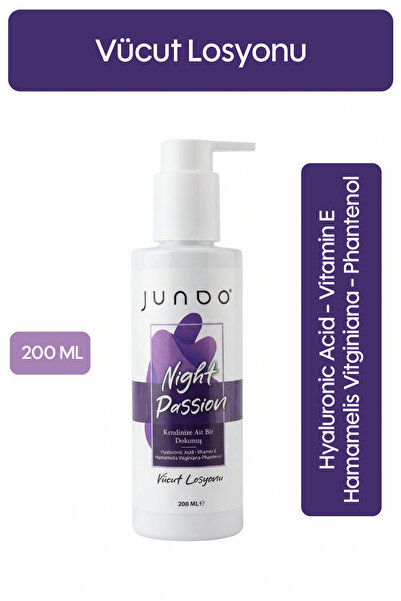 JUNDO Vücut Losyonu Night Passion 200ml | Nemlendirici + Sıkılaştırıcı | Gece...