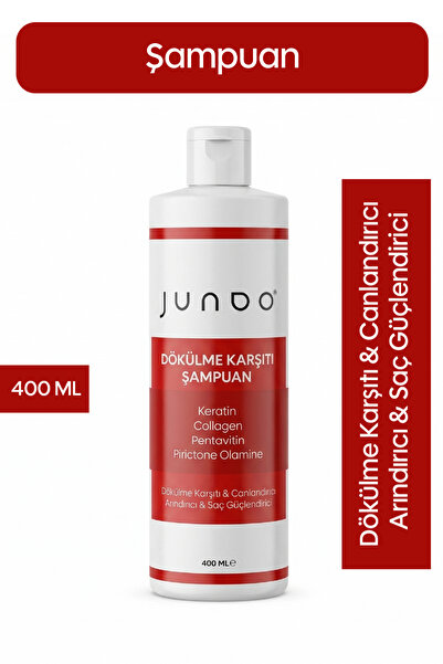 JUNDO Dökülme Karşıtı Şampuan 400ml | Biberiye + Keratin + Biotin + Pentaviti...