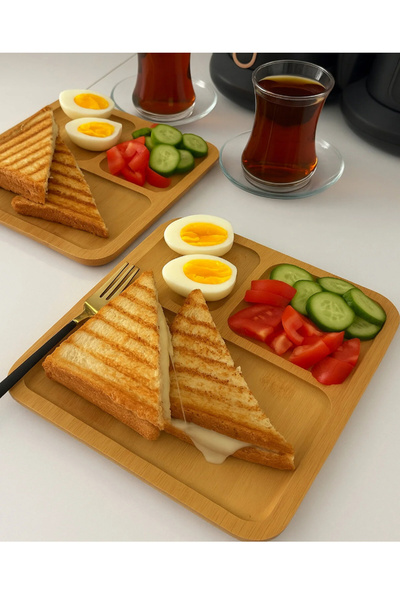 ARİN MODA ARİN HOMTES DEN BAMBU ÇOK AMAÇLI SUNUMLUK TABAK 2 ADET