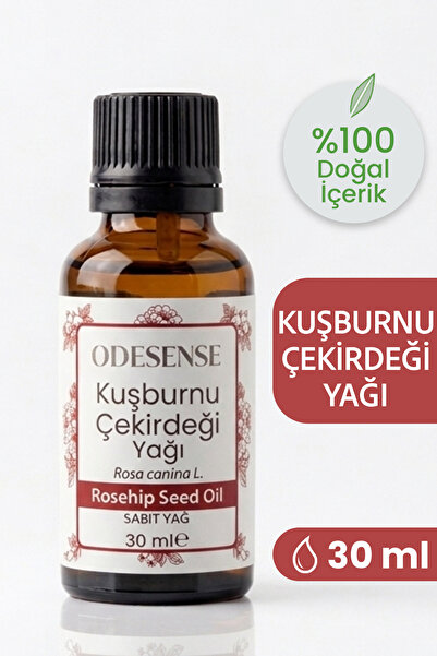 ODESENSE Kuşburnu Çekirdeği Yağı 30 ml Soğuk Sıkım %100 Doğal Saf Gua Sha Cil...