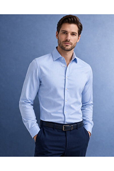 VARLİVA Erkek Armür Gömlek Slim Fit Uzun Kollu