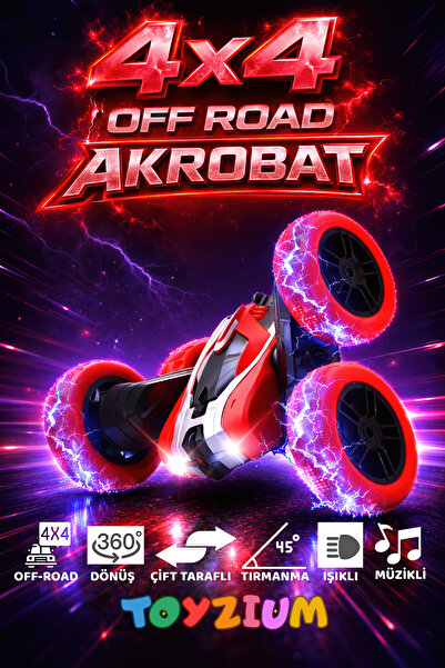 Shem Uzaktan Kumandalı 4x4 Off Road Akrobat Stunt - 360° Takla Işıklı USB Şar...