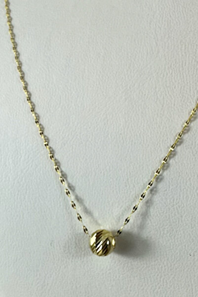 K KRAFTIVA JEWELRY 14 Ayar Altın 6 Mm Dorika Toplu Aynalı Zincir Kolye