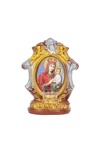 FOXMAG24 Γύψινο κερί, Παναγία με το Βρέφος και δύο αγγέλους 13x12x24εκ.