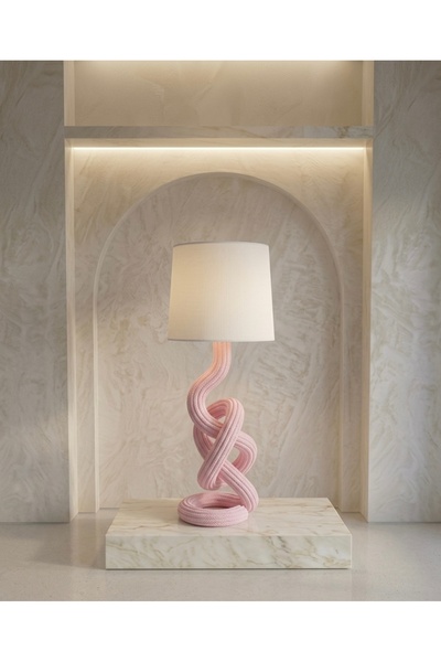 moto print Tasarım Pembe Mavi Abajur Masa Lambası - Yeni Eve Hediye Dekoratif...