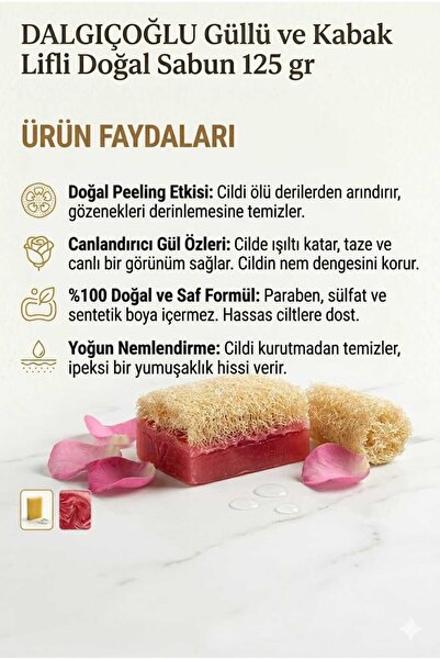 Dalgıçoğlu Güllü ve Kabak Lifli Doğal Sabun 125 gr