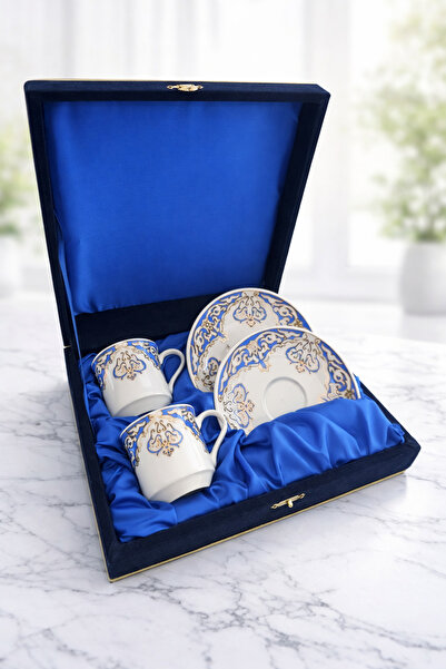 Velvet Boxed Crown Model Double Porcelain Cup Set
