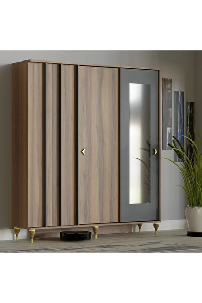 Abre VİLZA ANTRASİT GRİ SÜRGÜ KAPAKLI AYNALI PORTMANTO VESTİYER