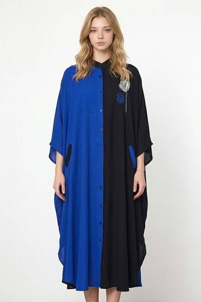 loia Γυναικείο φόρεμα με κέντημα Saks, μάξι μήκους, υφαντό από βισκόν, κομψό ...